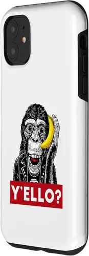 Vista 2 de iPhone 11 Y'ello Monkey Calling Funny Supreme Print Case