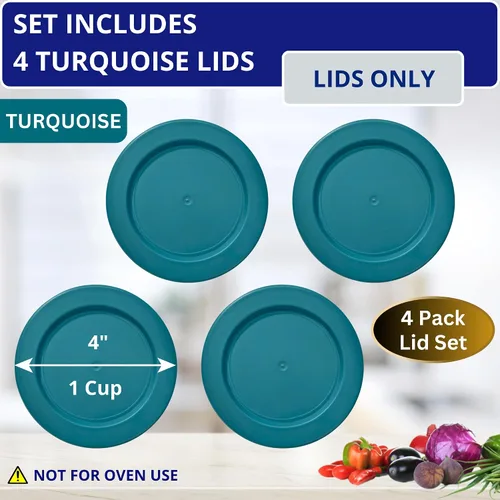 Vista 2 de Klare Ware - Tapas de repuesto para Pyrex 7202, Anchor Hocking y Klare Ware Ware - Recipiente de vidrio no incluido (paquete de 4, turquesa)