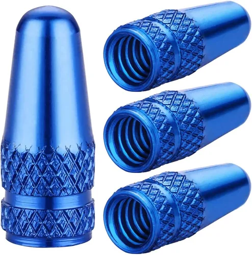 Vista 13 de Tapones de vástago de válvula Presta de aluminio - Cubiertas de polvo de aire de neumático negras para bicicleta (paquete de 4) - Se ajustan a