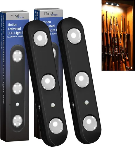 Vista 9 de MIND&ACTION Luces seguras para armas, luz LED activada por movimiento para gabinete seguro de armas, lente LED giratoria ultra brillante