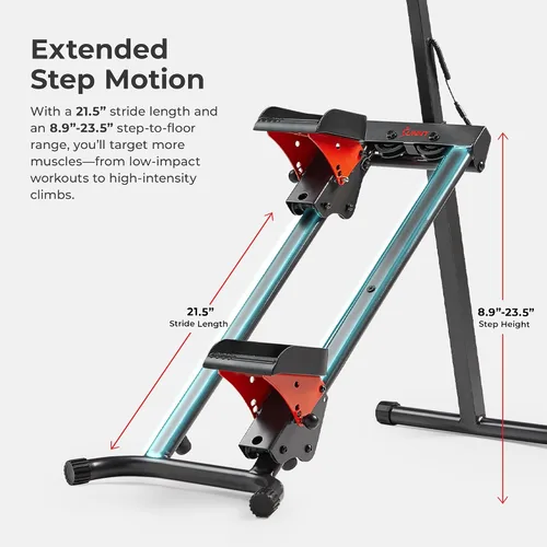 Vista 3 de Sunny Health & Fitness Foldable Stair Climber with Extended Step Range 1. Rojo