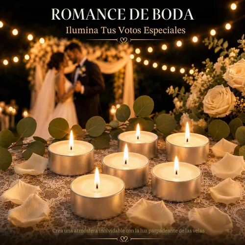 Vista 4 de Tealight Candles - Velas de té sin perfume, mini velas votivas con mecha de algodón para decorar el hogar, piscina, shabat, boda, emergencias, Blanco
