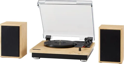 Vista 8 de Crosley CR6043A-NA Brio Sistema de estante giratorio Bluetooth con altavoces incluidos, natural