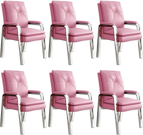 Vista 10 de PU Leather Conference Chair with Fixed Arms High-Back Ergonomic Mahjong Chair Chess Card Room Backrest Computer Chair Long-Term Sitting Mahjong