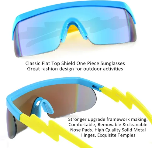 Vista 7 de FEISEDY De Gran Tamaño Espejo Escudo Deporte 80s Gafas De Esquí Gafas De Esquí Parte Superior Plana De Una Pieza Visera Futurista Mujeres Hombres