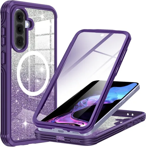 Vista 46 de Hekodonk Funda magnética para Galaxy A17 5G, [compatible con Magsafe] [Protector de pantalla de vidrio templado integrado] [tarjeta con purpurina]