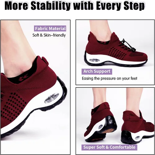 Vista 6 de STUNAHOME Zapatos deportivos ortopédicos transpirables para mujer, zapatos para caminar sin cordones, cómodos, informales, zapatos atléticos