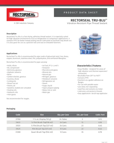 Vista 2 de Rectorseal 31551 Sellador de rosca Tru-Blu con punta de cepillo de 1/2 pinta, azul, 8 onzas
