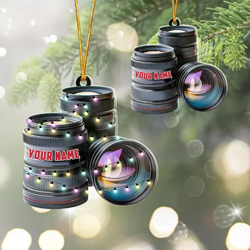 Vista 25 de Adorno personalizado para cámara, adornos de cámara personalizados para árbol de Navidad, cámara de película, adorno de Navidad, adorno