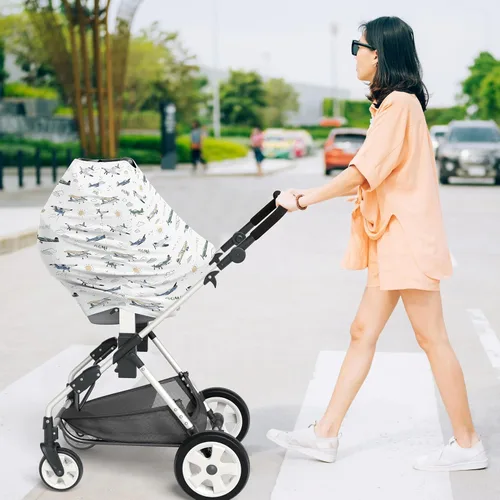 Vista 3 de Sweet Jojo Designs Funda de asiento de coche de bebé para lactancia, lactancia, silla alta, carrito de compras, cochecito, toldo para asiento