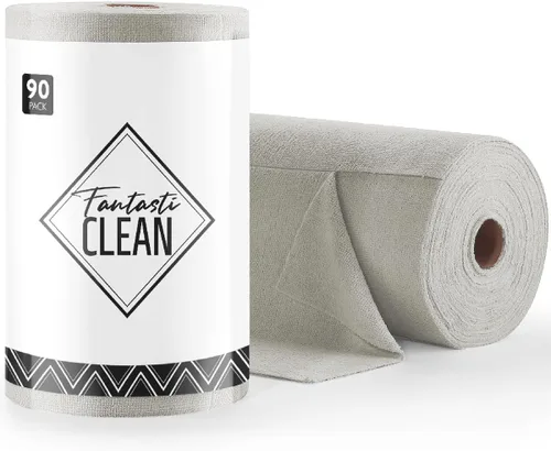 Vista 24 de Fantasticlean Microfiber Cleaning Cloth Roll- 40 Sheets, 12" x 12" (Beige)