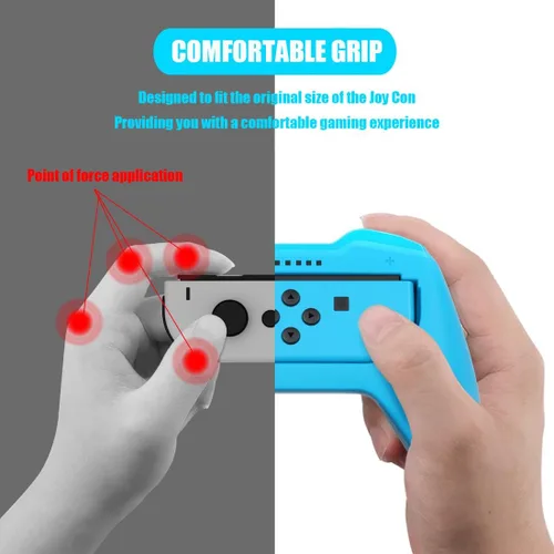 Vista 4 de Paquete de 3 agarres cómodos compatibles con Joy Con, kit de empuñaduras compatibles con interruptorcontrolador OLED con 4 tapas para el pulgar