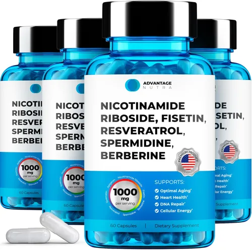 Vista 11 de Suplemento liposomal de nicotinamida ribósido NR Resveratrol NAD: Nicotinamida 500mg con fisetina, polvo de resveratrol espermidina berberina NAD