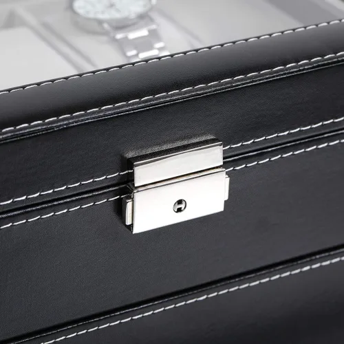 Vista 5 de BASTUO Caja de reloj para hombres 20 relojes organizador con funda de almacenamiento de reloj de piel sintética, organizador de colección de joyas
