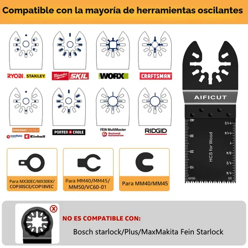 Vista 5 de AIFICUT 15 hojas de sierra oscilantes de titanio, cuchillas multiherramienta universales para clavos de metal, material duro y madera y plástico