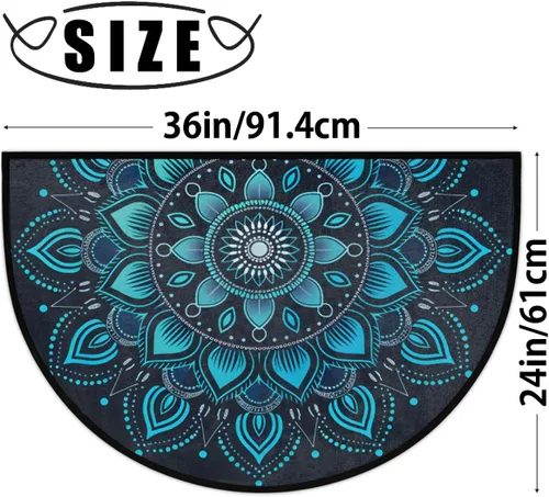 Vista 35 de Felpudo Semicircular de Animales Libélula Boho Lavable Tapete Semicírculo Antideslizante Absorbente Alfombras de Media Luna para Entrada