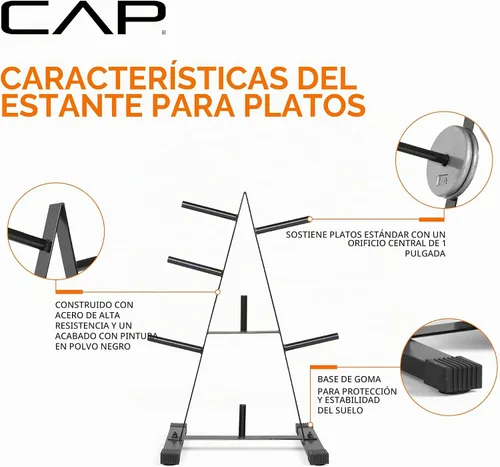 Vista 3 de CAP Barbell Weight Plate Rack for 1-Inch Weight Plates