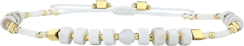 Vista 15 de KELITCH Pulsera de la amistad de ágata de cristal, hecha a mano, pulseras ajustables para mujer Beige