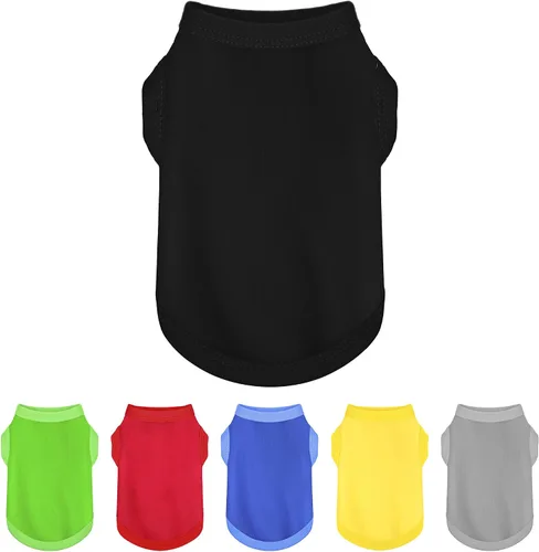 Vista 16 de Paiaite 6 piezas de camisa lisa para perro, camisas sin mangas de algodón para cachorros, ropa transpirable para mascotas, camiseta sin mangas