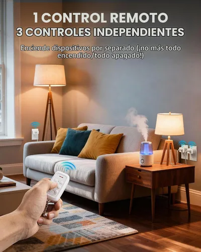 Vista 3 de DEWENWILS - Toma de corriente con control remoto para interiores, interruptor de tomas de salida remoto inalámbrico, sin interferencia, 15A/1875W
