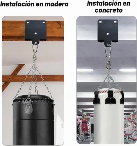 Vista 3 de Gancho de madera para saco de boxeo pesado, soporte para colgar bolsas de alta resistencia, rotación de 360°, gancho de vigas de madera para boxeo