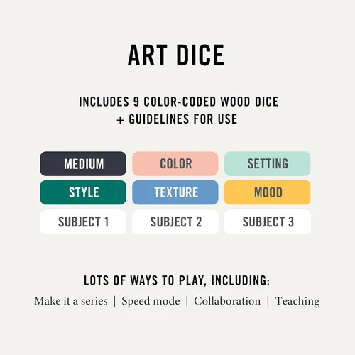 Vista 3 de Two Tumbleweeds Dados de Arte - Juego de Dibujo y Pintura para Adultos, Artistas y Profesores - Juego de 9 Dados para Inspiración Creativa