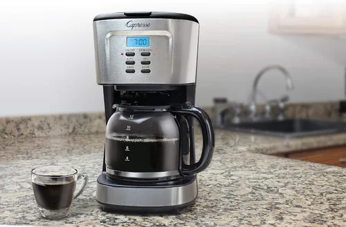 Vista 5 de Capresso Cafetera de 12 tazas con jarra de vidrio, acero inoxidable y negro 416.05