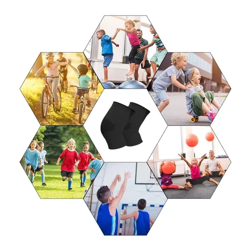 Vista 5 de Yxmeiguo 2 pares de rodilleras para niños, rodilleras para niños, rodilleras de compresión para niños y niñas, rodilleras para baloncesto, voleibol