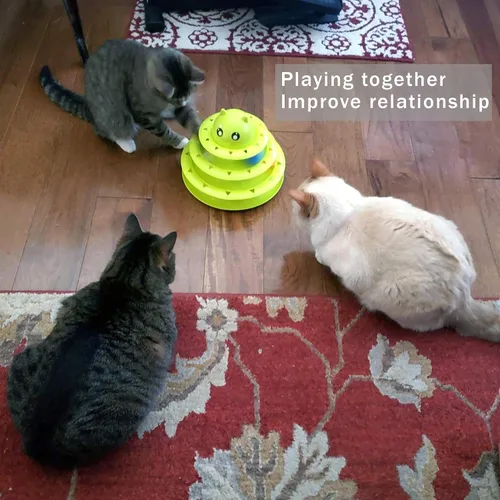 Vista 6 de UPSKY Juguete Rodillo para Gatos Tornamesa de 3 Niveles Juguete para Gatos con Pelotas con Seis Pelotas Coloridas Juguetes Interactivos para Gatitos