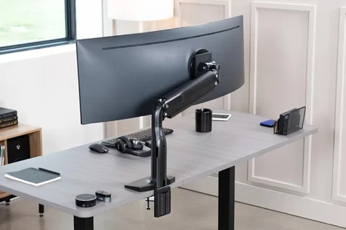 Vista 4 de Gladiator Joe Brazo de monitor ultraancho de aluminio resistente para pantallas de 49 pulgadas de hasta 44 libras, soporte de monitor de escritorio