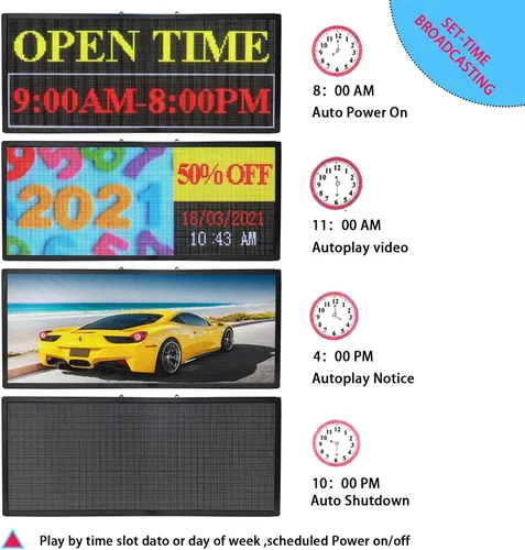 Vista 8 de Letrero LED HS Desplazante Programable, Pantalla de Letreros de Neón Digital Abierto para Exteriores Impermeable, Tablero de Mensajes Electrónicos
