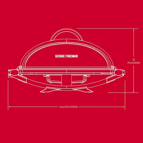 Vista 7 de Parrilla eléctrica George Foreman GFO201R, para interiores y exteriores , Antiadherente, Rojo