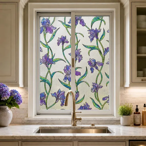 Vista 17 de UNI - Adhesivos 3D para ventana, diseño de piedra de río, color ámbar, 37.4 Ámbar Riverstone