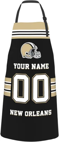 Vista 13 de Delantales personalizados del estilo del fútbol, delantal personalizado de la cocina del nombre y del número, delantales impermeables modificados