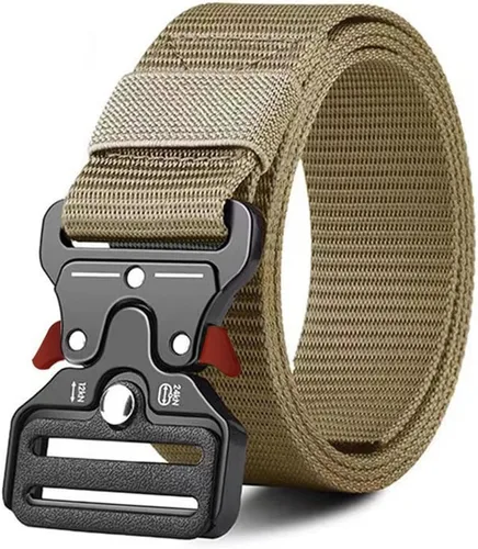 Vista 13 de Cinturón táctico para hombre, resistente hebilla de metal de liberación rápida, ajustable, estilo militar, cinturones de nailon