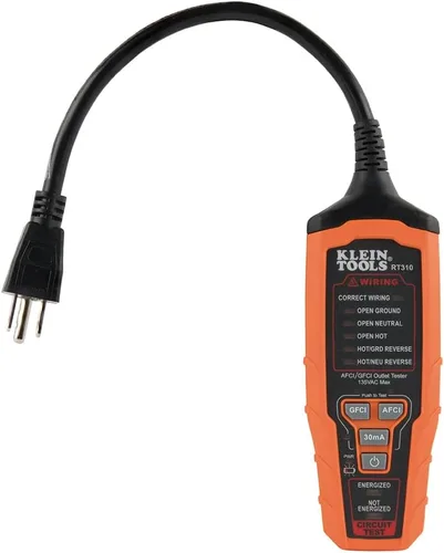 Vista 5 de Klein Tools Probador de salida RT310, probador de receptáculos AFCI y GFCI para enchufes eléctricos de CA de América del Norte