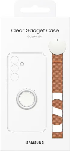 Vista 8 de Samsung Funda transparente para teléfono Galaxy S24, funda protectora con agarre de mano, soporte, accesorios para correa de muñeca, protección