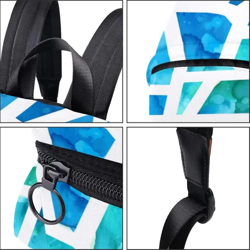 Vista 3 de Large Canvas Backpack Triangle Mosaico Pattern College School Men & Women