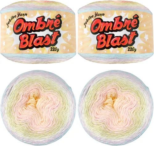 Vista 66 de JubileeYarn - Hilo Ombré Blast (7.76 oz/torta de algodón para bebé, 1 torta)