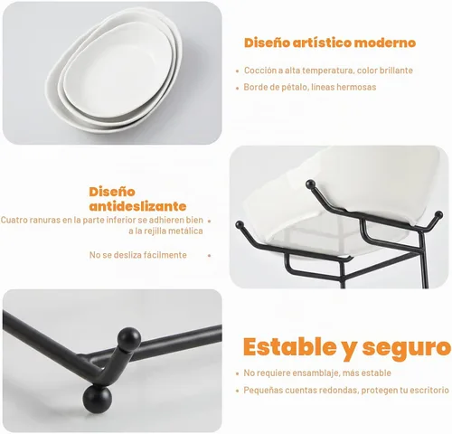Vista 4 de Cesta de fruta de 3 niveles, frutero de cerámica para encimera