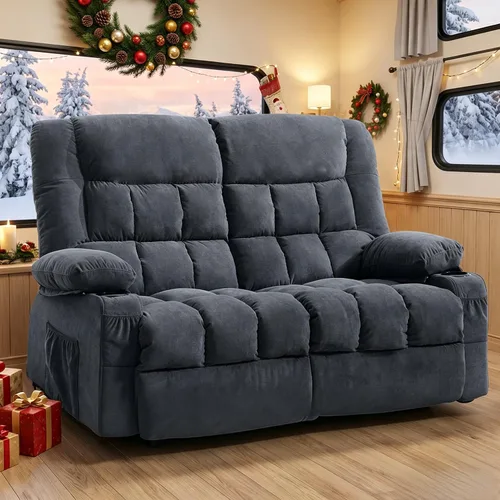 Vista 11 de MAHOMICO Sofá reclinable con portavasos para sala de estar, manual de 3 asientos, sillón reclinable de gran tamaño con ergonómico, bolsillo lateral