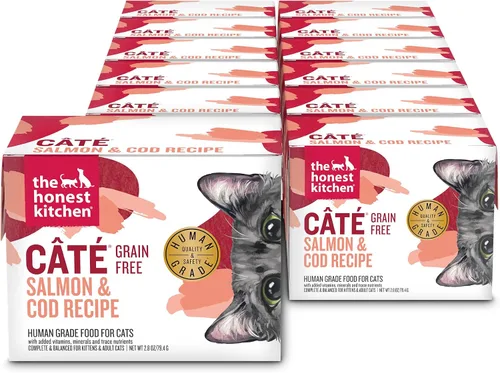 Vista 14 de The Honest Kitchen Comida húmeda de carne de res y pollo sin granos para gatos en salsa de caldo de huesos, paté de grado humano con carne de res