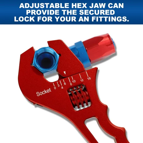 Vista 3 de AN Fittings Wrench 3AN-16AN - Llave AN ajustable de aluminio ligero, tamaño compacto, rojo
