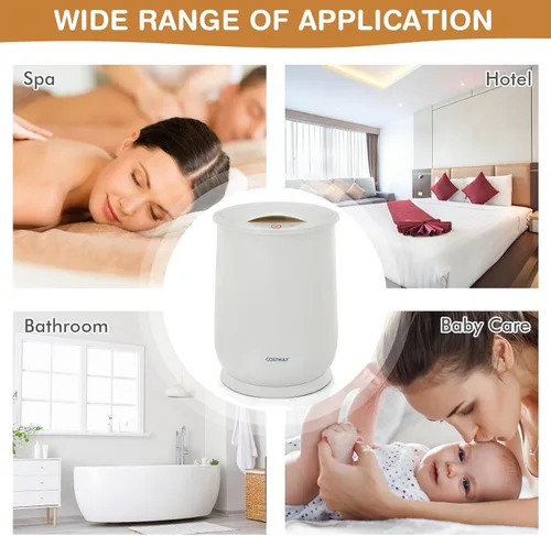 Vista 9 de COSTWAY - Calentador de toallas para baño, calentador grande de 21L con tapa abatible, cerradura de seguridad para niños, apagado automático de 1H