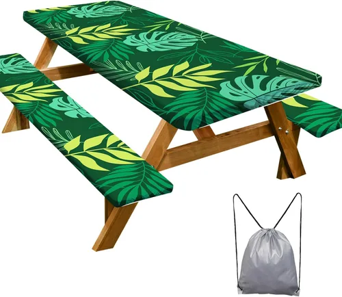 Vista 53 de Funda de mesa de picnic con fundas para bancos Esenciales de camping Mantel de picnic impermeable y a prueba de viento con bolsa de cordón, funda