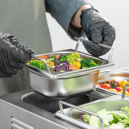 Vista 5 de Restaurantware Met Lux - Bandeja de mesa de vapor de 7 x 6.4 x 2.5 pulgadas, 1 sexto sartén de hotel, bandeja de acero inoxidable plateado profundo