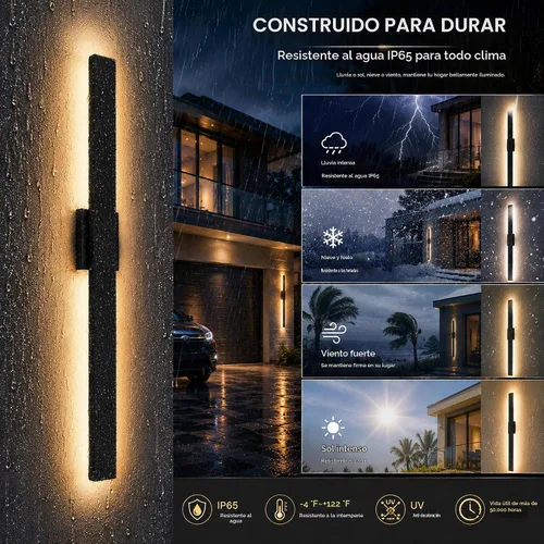 Vista 2 de 2Pack Modern Outdoor Wall Lights Dimmable,23.6" Linear Led Exterior Wall Light,3CCT, Aluminum& PC,IP65-Waterproof, Long Exterior Lighting Fixtures