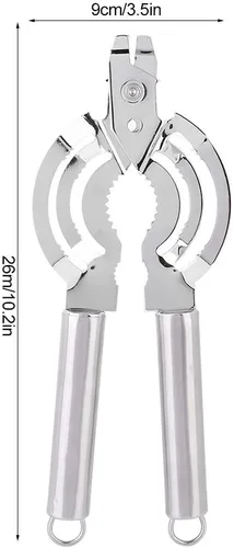 Vista 7 de Abrelatas de acero inoxidable multifuncional, abridor de latas manual removedor de tapa de tarro de botella ajustable, práctico tornillo de lata