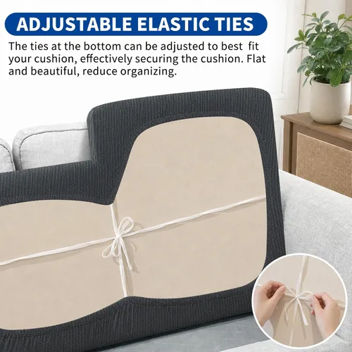 Vista 7 de ZNSAYOTX Fundas Elásticas Individuales para Cojines de Sofá Silla Cojín Fundas de Asiento de Sofá Fundas Protectoras Suaves de Reemplazo Patrón Negro