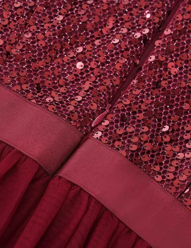 Vista 6 de Dressystar Vestido de lentejuelas brillantes con purpurina para mujer, vestido de cóctel de graduación, boda, vestido de fiesta formal de tul